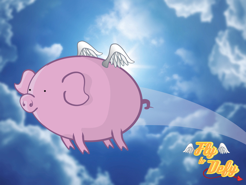 Fly to Defy pig piggy vector when pigs fly