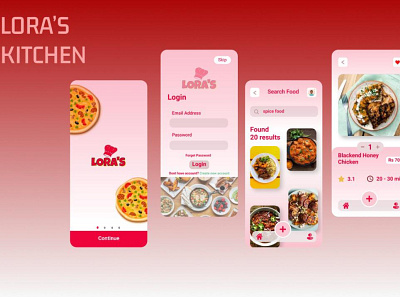 LORA'S KITCHEN Food App adobe app design figma graphic design illustration ui uiux ux xd