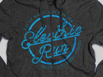 Electric Run Logo 5k charity electric run logo neon night run printed logo run sweatshirt