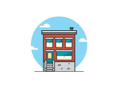 The Neighbor's House brooklyn brownstone home house icon illustration new york vector