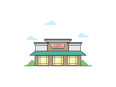 Krispy Kreme architecture buildings donuts draw icon illustration krispy kreme line art outline shop store vector
