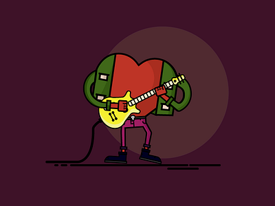 Love Rocks guitar halftime show heart illustration love rock vector