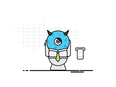 Little Monsters (#2) bathroom illustration monster poop toilet troll vector