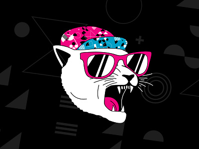 Alley Cat alleycat bike blue cat cyan illustration magenta pink shades vector