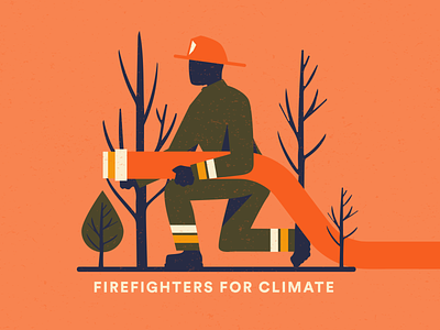 Firefighters for Climate climate climatechange design fire fighter firefighters illustration pink red vector wildfire