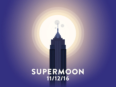 Supermoon city empire state building illustration night super moon