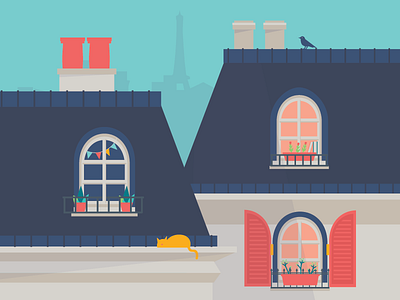 Paris 1 home house illustration paris roof vector windows