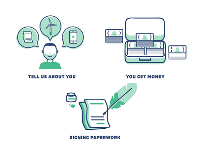 Clean Energy Loan Illustrations business clean icons illustrations line money paperwork renewable energy sign