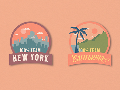 NY vs CA badges california illustration logos new york vector
