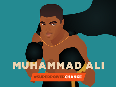 Muhammad ali athlete boxer color of change hero illustration portrait superhero