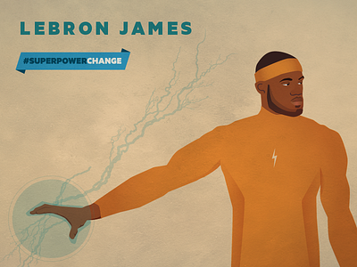 Lebron James athlete basketball color of change hero illustration portrait superhero