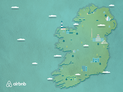 A sunny day in Ireland airbnb blue green ireland map texture vector
