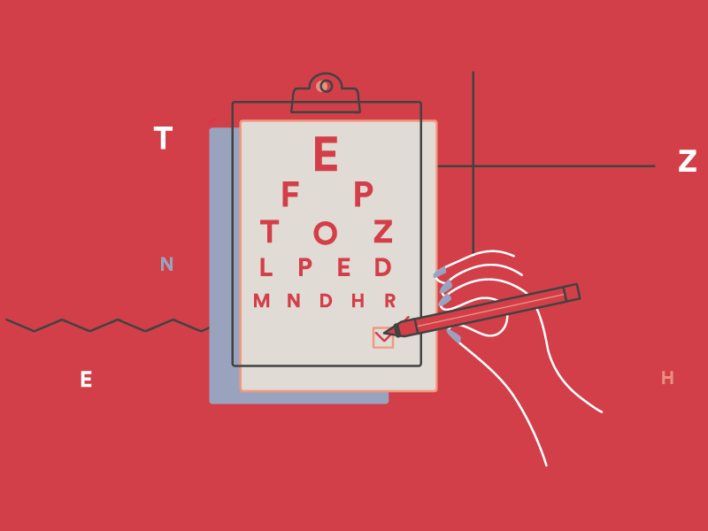 Eye health animation 2 animation see now blue red pink eye health line vector
