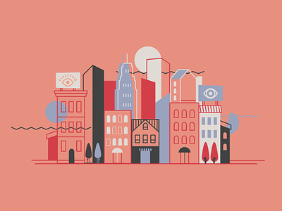 Cityscape/Eye Health animation blue eye health line pink red see now vector
