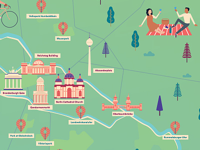 Berlin Map Detail airbnb berlin illustration maps nature outdoors picnic vector