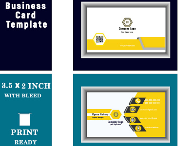 Business Card Yellow-01 annual report banner booklet brochure business card company profile design graphic design illustration ui