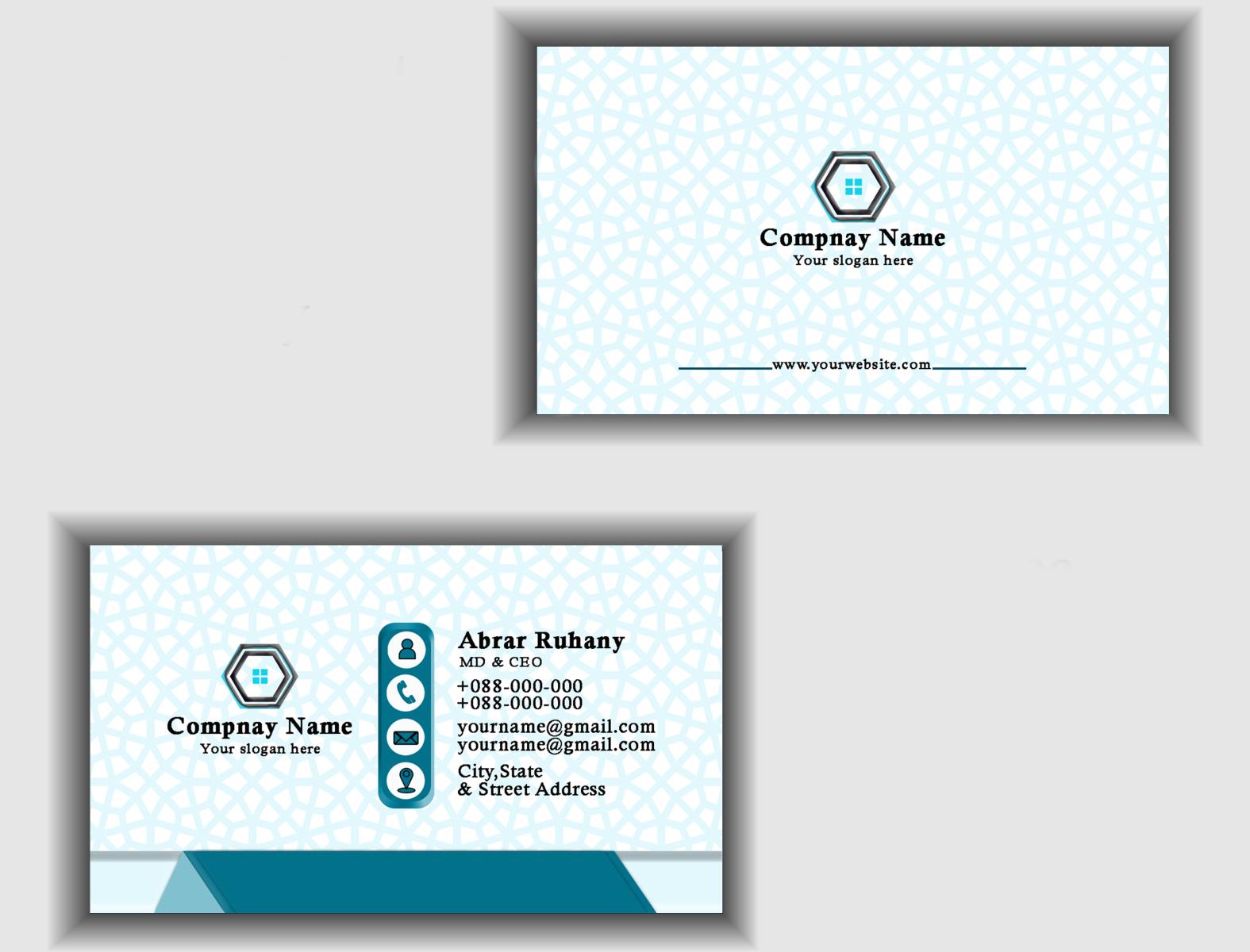 Business Card Cyan by Md.Anamul Haque on Dribbble