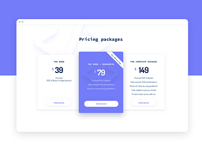 Pricing section - E-book Landing page e book ebook landing page pricing ui design