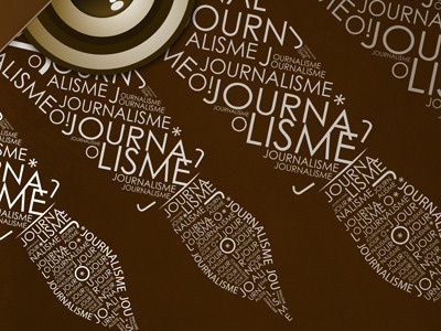 Poster Etrange Production brown design graphic journaliste poster print rond texture typo