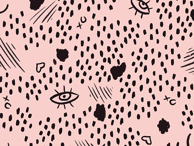 Hand drawn patterns drawn feminine heart mark making organic pattern pink polka dot polkadot procreate scribble xo