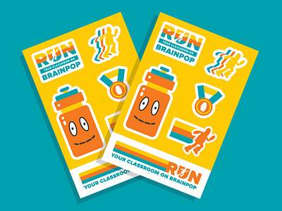 BrainPOP Stickers brainpop education exercise marathon medal run running school stickermule stickers water bottle