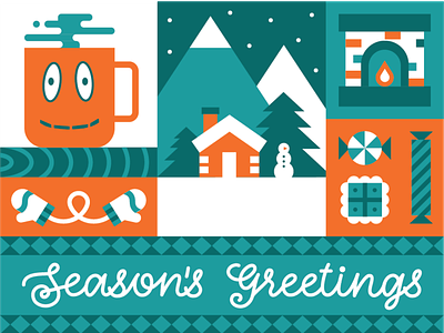 Season's Greetings from BrainPOP! brainpop candy card christmas cold fireplace holiday hot chocolate mittens pine tree winter