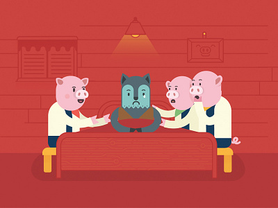 The three little pigs illustration motiongraphic pig sujin wolf