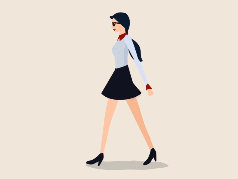 walking cycle_left character design girl illustrator motion graphic sujin vector walk walking