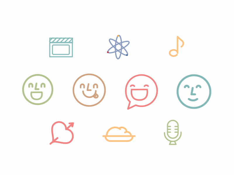 Icon Pck edu expression film heart icon illustrator mic motiongraphic moving icon smile