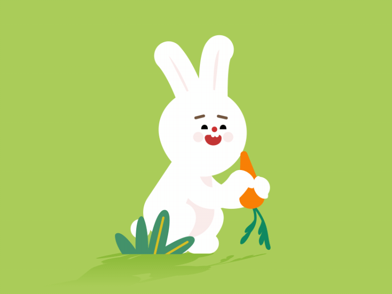 A carrot lover animal carrot character design eat illust motion graphic motiongraphic rabbit rubberhose shape sujin vector
