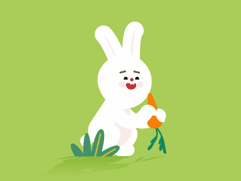 A carrot lover shape rubberhose animal eat carrot rabbit illust motion graphic character sujin vector motiongraphic design