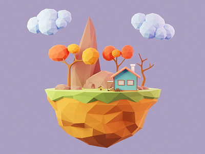 Low Poly Island 3d 3d art 3d design colorful cute illustration island low poly modeling nature