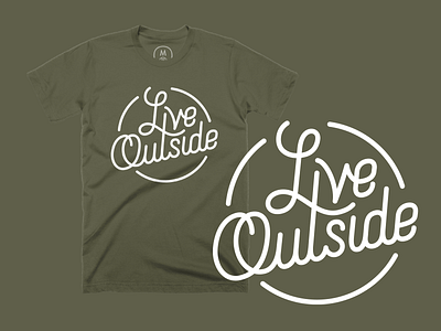 Live Outside 2 green lettering art tshirt
