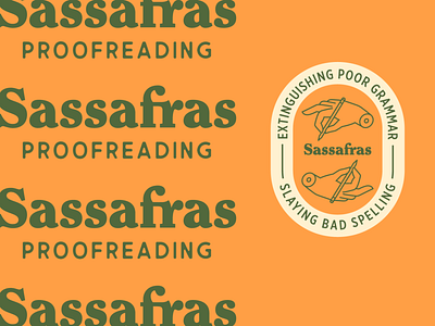 SASSAFRAS 1 badge branding design illustration logo orange proofreading sasafrass vector