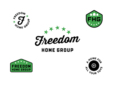 Freedom Home Group 1 badge branding design green logo real estate realtor vector