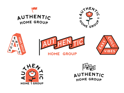 Authentic Home Group 2 badge branding design logo orange real estate realtor vector