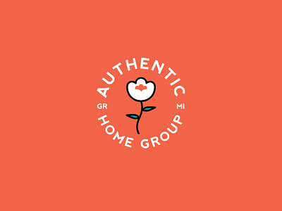 Authentic Home Group 4 badge branding design flower logo orange real estate realtor vector