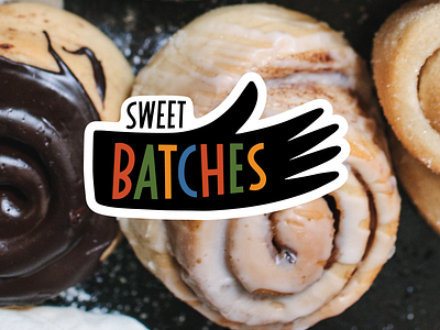 Sweet Batches bakery branding color hand logo logo design