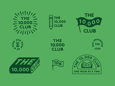 The 10,000 Club badge branding club education green logo