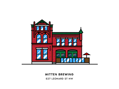 Mitten Brewing architecture beer city brewery illustration vector