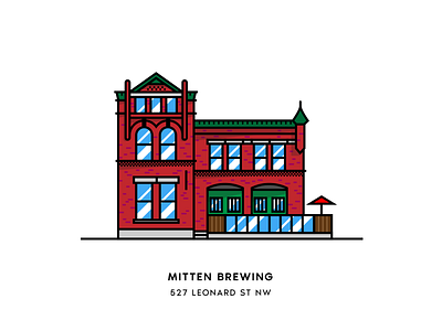 Mitten Brewing architecture beer city brewery illustration vector