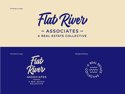 Flat River Finals art direction badge branding collective design logo real estate realtor script