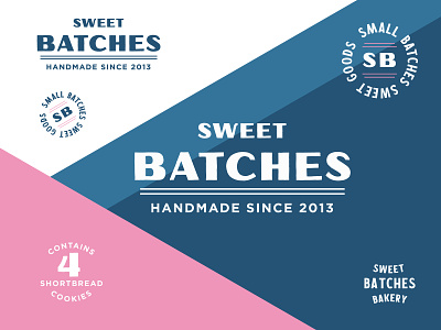 Sweet Batches badge bakery blue branding logo pink sweet batches vintage