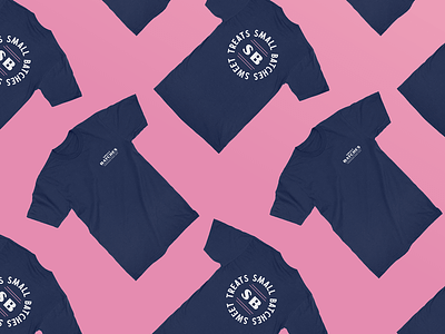 Sweet Batches T-shirts! badge bakery blue branding logo pink sweet sweet batches tshirt