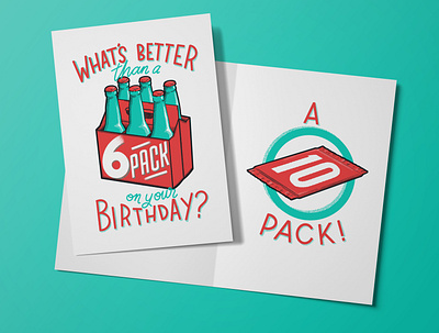 6 pack vs 10 pack beer birthday card lettering trading cards