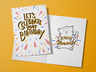 Speaking Feline birthday birthday card cat illustration lettering