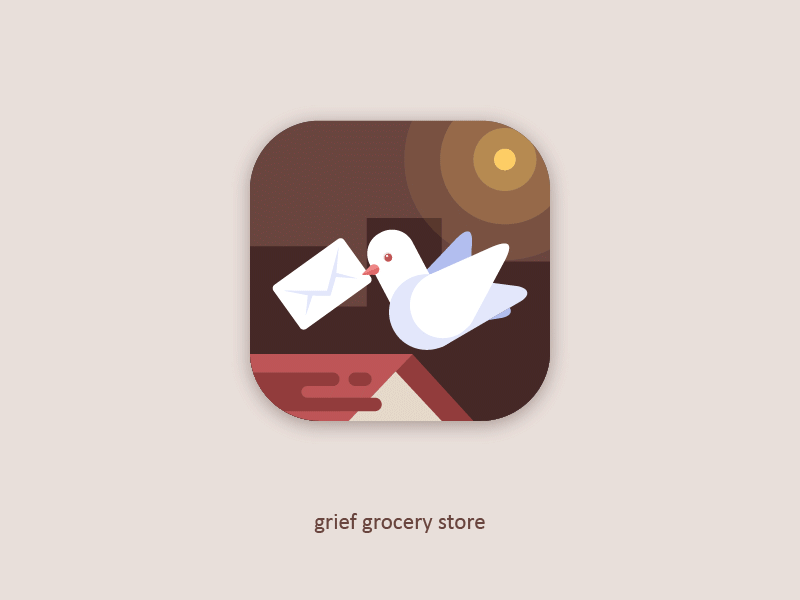 icon of grief grocery store building icon mail night pigeon ui