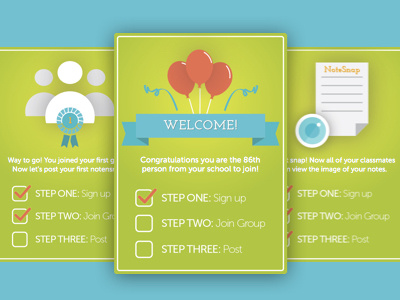 NoteSnap App Achievement Cards achievement cards colorful flat friendly fun illustration mobile onboarding vector