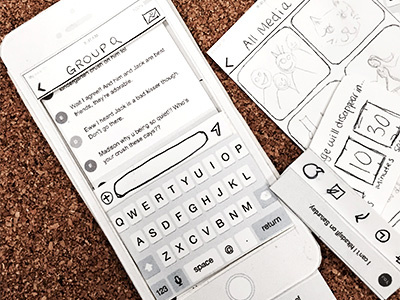 Paper Prototype experience messenger mobile mock up paper prototype sketching snapshot user workspace