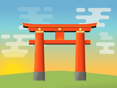 Japanese Shrine adventure explore geometric gradient illustration japan shrine texture travel zen